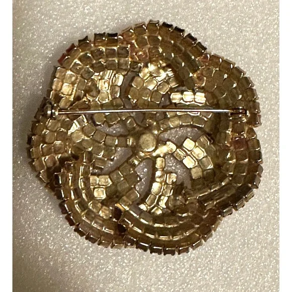 Pink & Red Rhinestone Pinwheel Flower Pin - Picture 3 of 4